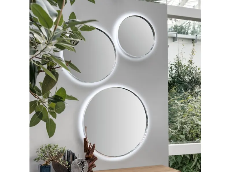 Specchio rotondo Face to Face con cornice in acciaio di Alivar