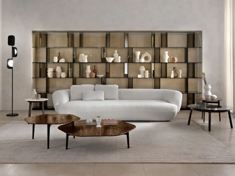 Tavolino Coral Beach in vetro retroverniciato e base in metallo di Fiam