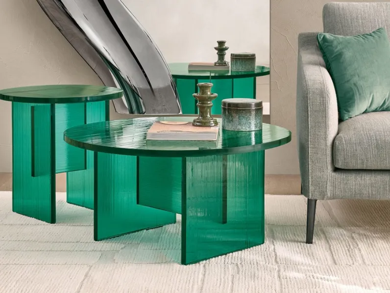 Tavolino di design in vetro Gliss di Fiam
