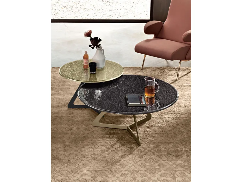 Tavolino tondo Lakes in vetro retroverniciato di Fiam