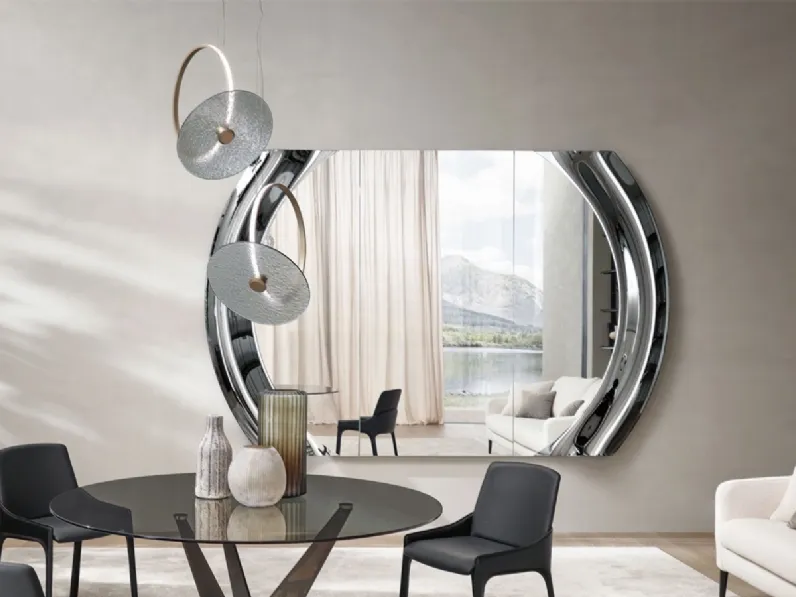 Specchio Magnifico con cornice oin vetro curvato di Fiam