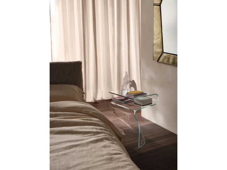 Tavolino monolitico in vetro curvato Toki di Fiam