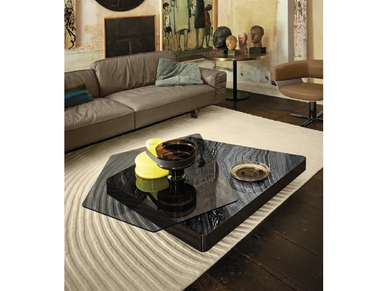 Tavolino Final Cut in marmo e vetro di Arketipo