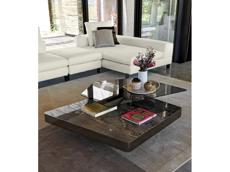 Tavolino Final Cut in marmo e vetro di Arketipo