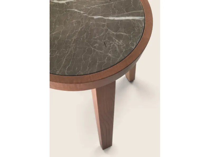Tavolino rotondo Dida in marmo e legno massello di Flexform