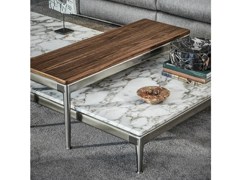 Tavolino Pico in marmo e legno di Flexform