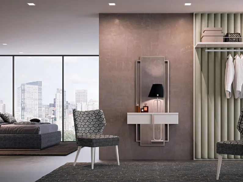 Specchiera For You YSP04 con cornice in metallo e cassetto in laccato opaco di Ferretti e Ferretti