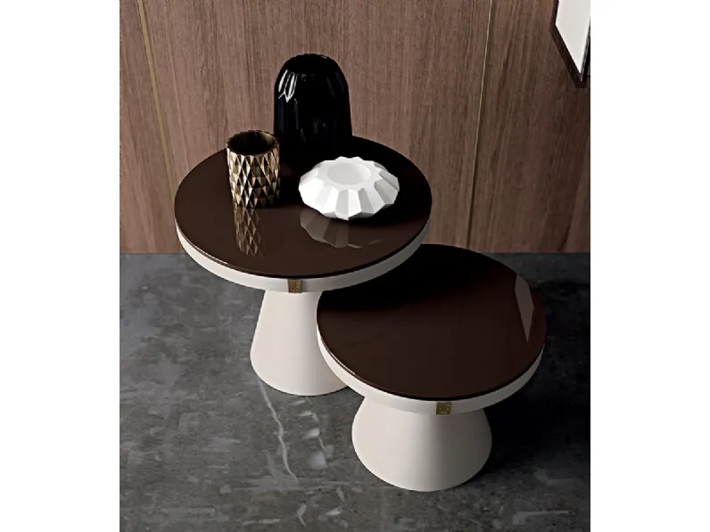 Tavolini For You YTA04 e 05 con top in vetro e base in laccato opaco di Ferretti e Ferretti