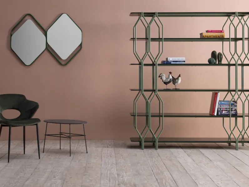 Specchio con forma esagonale con cornice in acciaio Frame Hexagon di Ambiance Italia