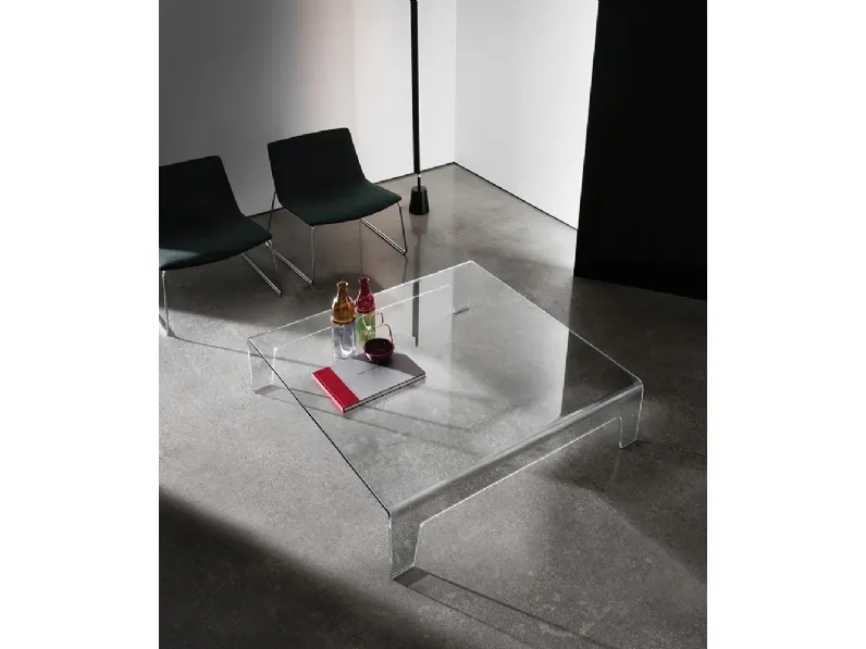 Tavolino quadrato Frog in vetro curvo trasparente di Sovet