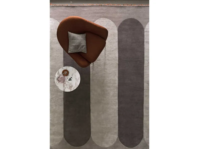 Tappeto Fullprint in lana e viscosa indiana su ordito di cotone e frange in lana di Bodema