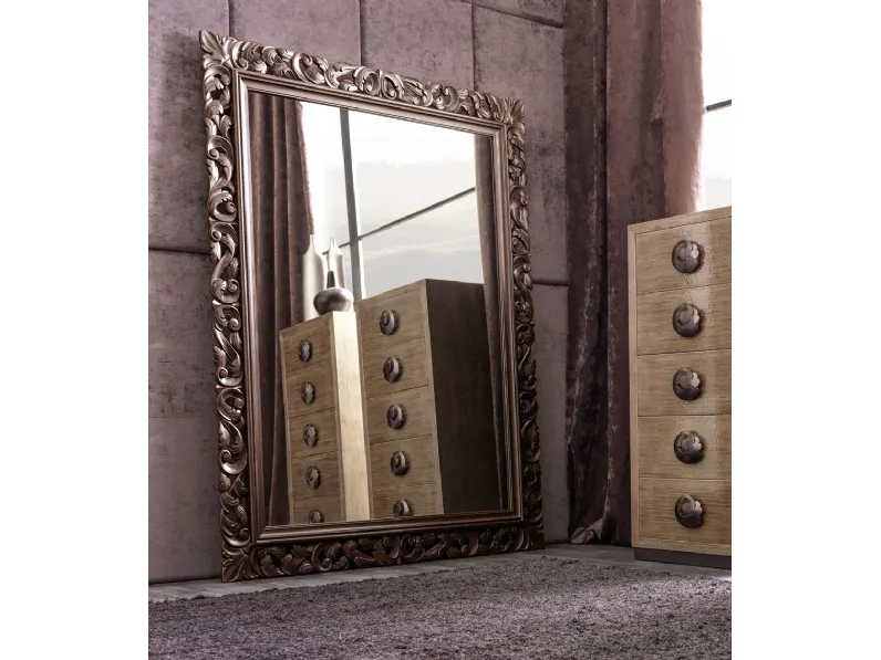 Specchiera classica con cornice in legno massello intagliato e decorato a mano Gaston di Cortezari