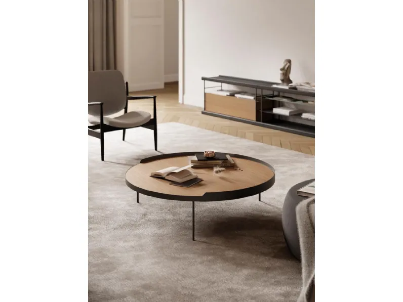 Tavolino Gau con Top finitura legno Tobacco di Treku