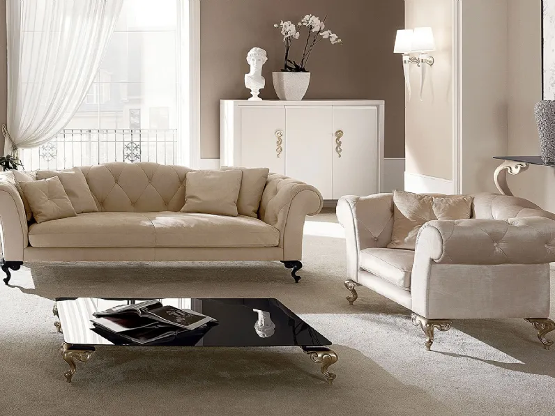 Tavolino basso con top in vetro George di Cantori