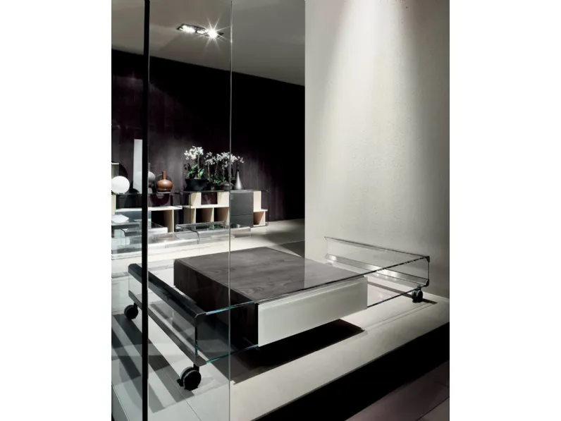 Tavolino in cristallo con ruote George di Gallotti&Radice