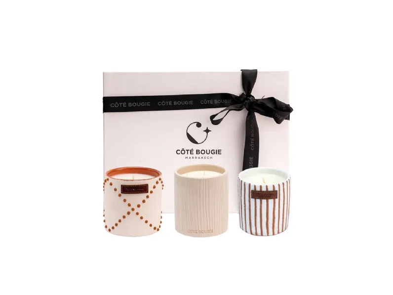 Gift Box Marrakech con tre candele in ceramica di Côté Bougie