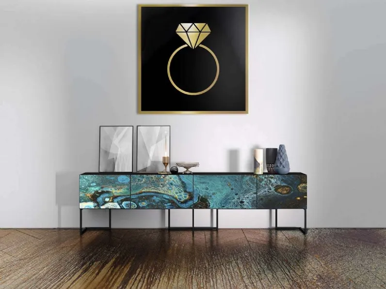 Quadro con anello dorato su fondo nero Glamouart Solitario di Migliorino