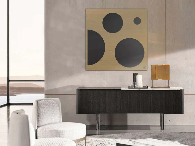 Quadro in metallo e metacrilato Glamouart cerchi oro e nero di Migliorino