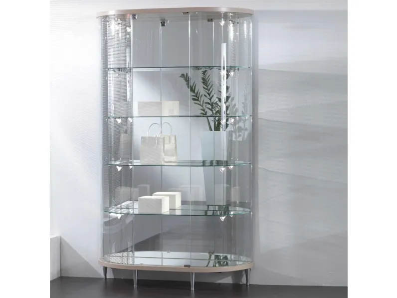 Vetrina contenitore Gloria in cristallo con top e base in legno laccato de La Vetreria