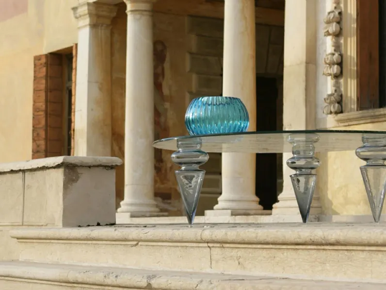 Tavolino in vetro con gambe in vetro di Murano Gran Canal 40 di Reflex