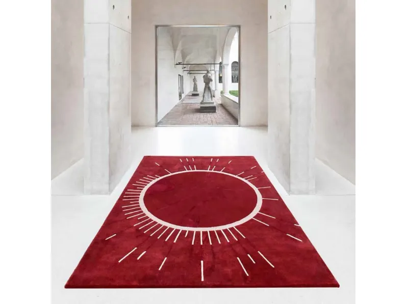 Tappeto rosso con sole astratto Hand Tufted 02 di Cigierre