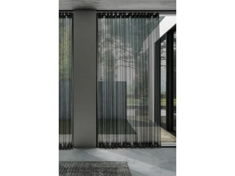 Tenda sistema binari nera trasparente su binario con ancoraggio a soffitto Hesse di Tao