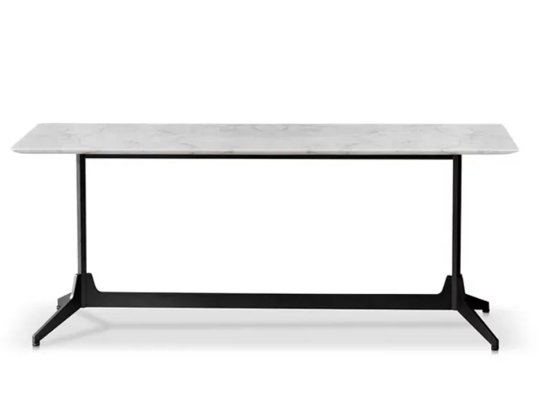 Tavolino con piano in marmo e base in metallo Hexa Consolle di Saba