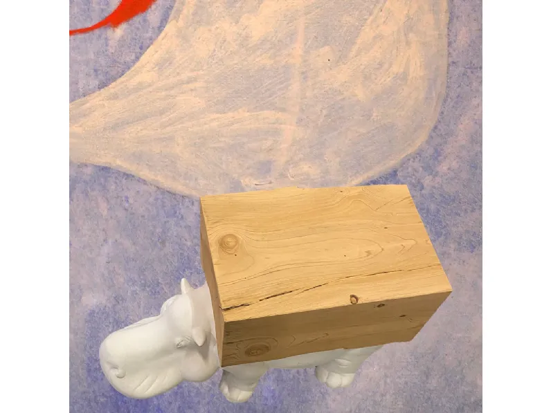 Pouf Hippo Wagon Wood in legno e ceramica di Adriani e Rossi