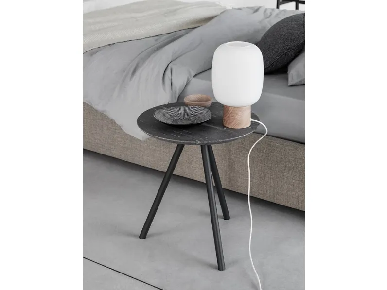 Tavolino rotondo Jill con top in marmo di Bolzan Letti