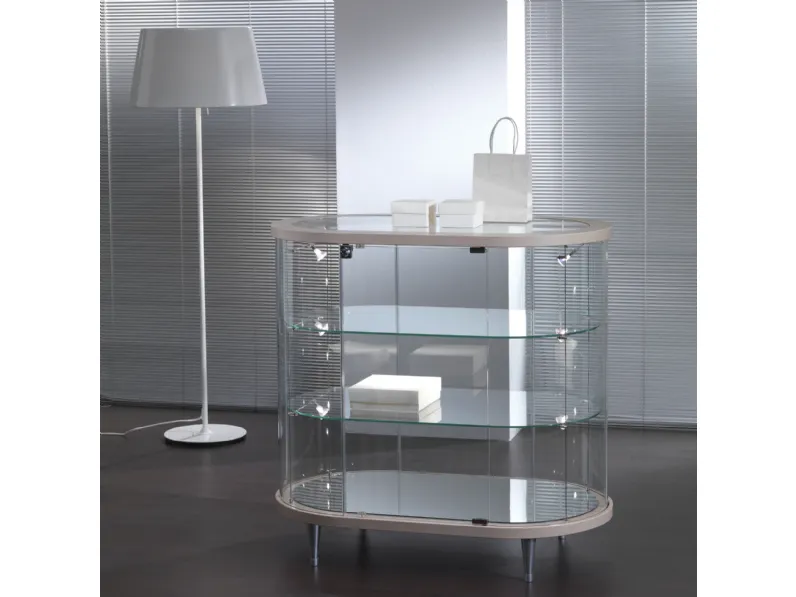 Mobile contenitore Jole in cristallo con top e base in legno laccato de La Vetreria