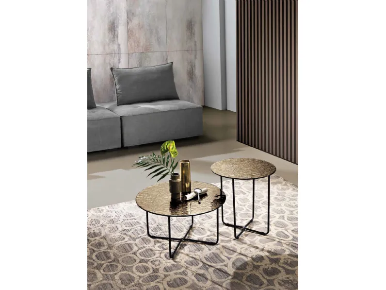 Tavolino tondo Jon in vetro martellato di Capodarte