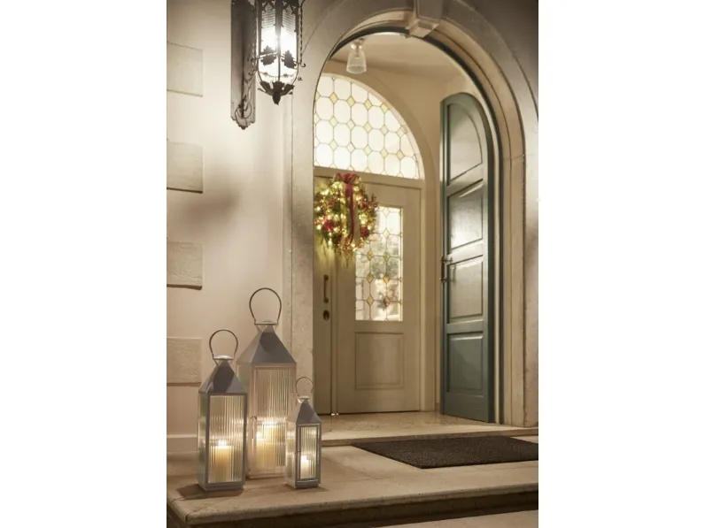 Lanterna Vetrorighe in vetro e metallo in tre altezze differenti di EDG