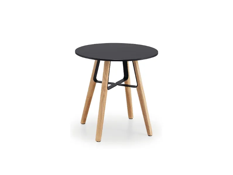 Tavolino rotondo con top in HPL e base in legno e metallo Liù CT di Midj