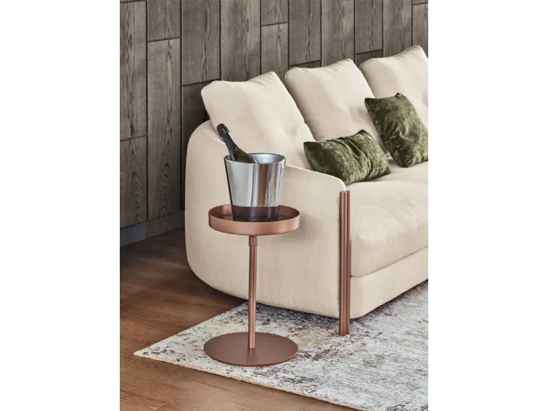 Tavolino Lift con top in cristallo e struttura in acciaio laccato di Bontempi