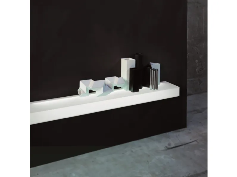 Mensola Light Light in cristallo Bianco opaco con impianto interno di luce a Led di Glas Italia