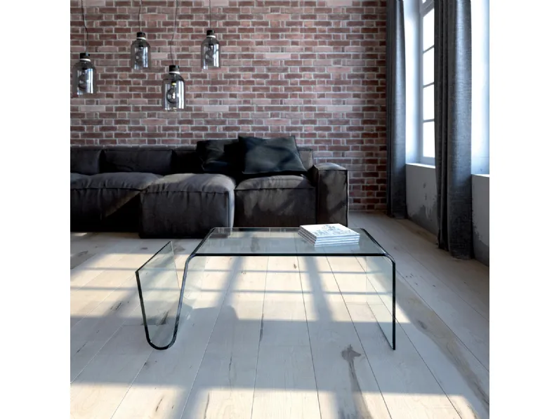 Tavolino portariviste Line in vetro di Tonin Casa