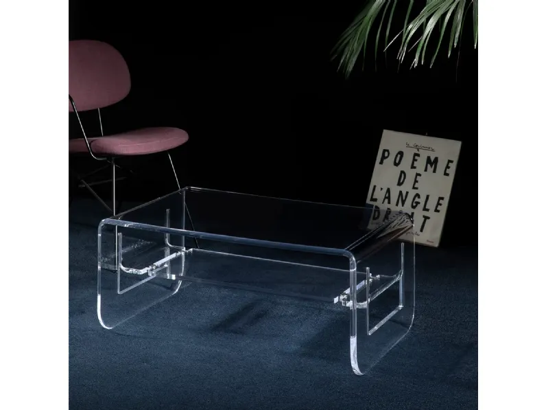 Tavolino in cristallo acrilico Lino di Vesta