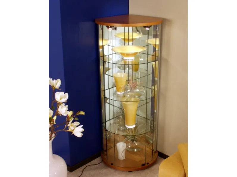 Vetrina contenitore angolare Lulù in cristallo con top e base in legno de La Vetreria