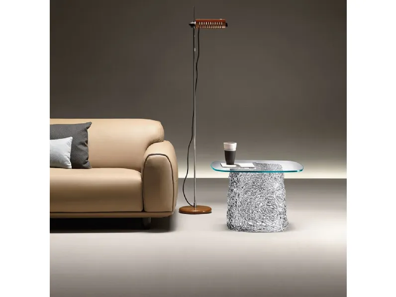 Tavolino Macramè in vetro con base in vetro filato intrecciato di Fiam
