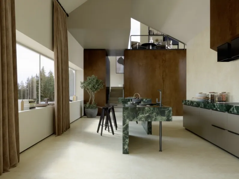 Top Cucina Marble Look Verde Aver di Marazzi