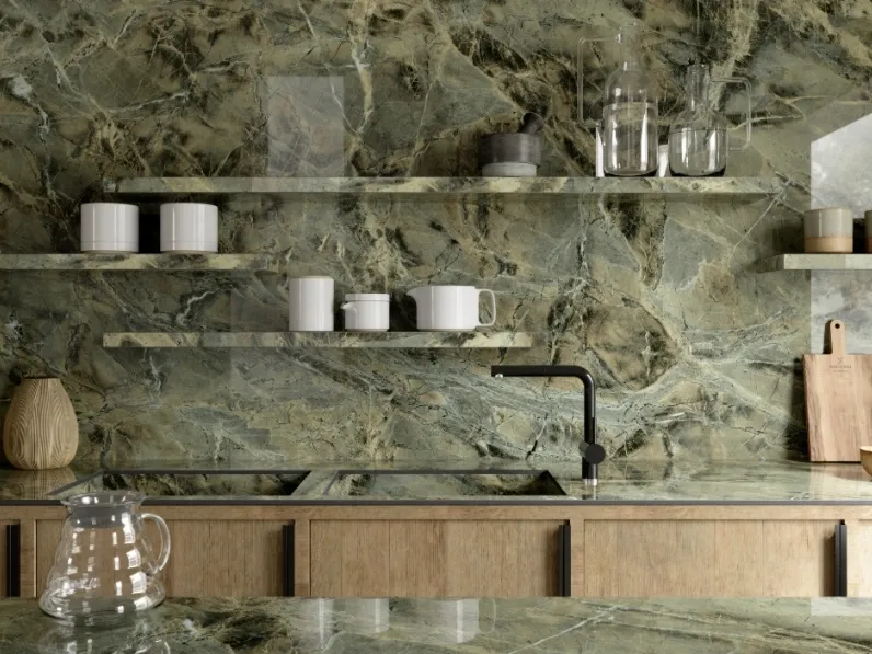 Top Cucina Marble Look Verde Borgogna di Marazzi