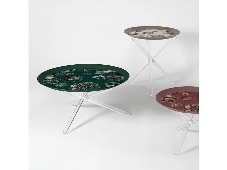 Tavolino in metallo verniciatoe gambe in plexiglass Marrakech di Vesta