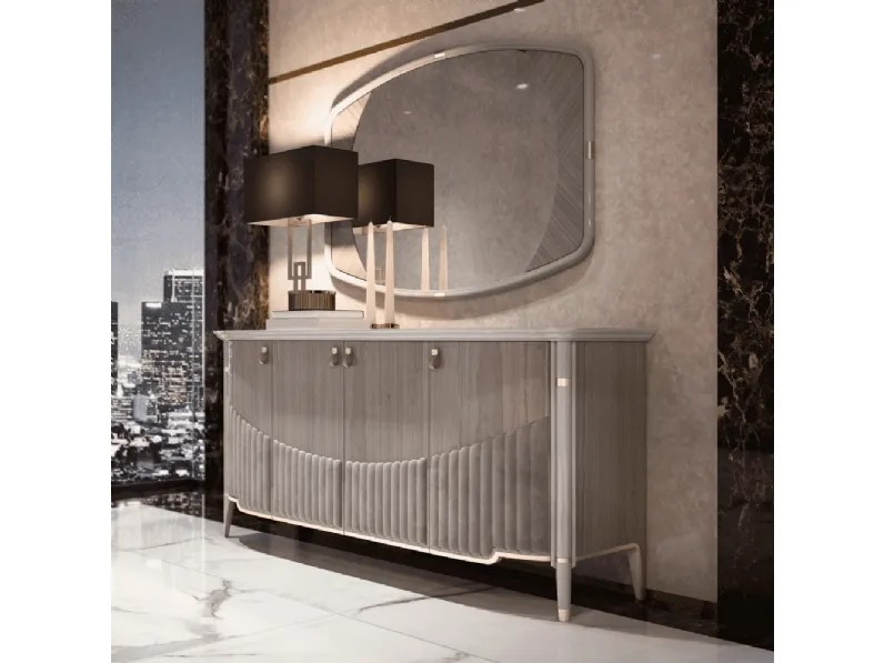 Specchio con cornice laccata e inserti in legno Martin di Ghezzani