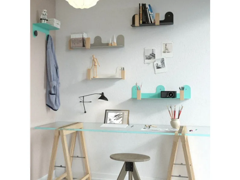 Mensola in metallo colorato Onda di Maconi