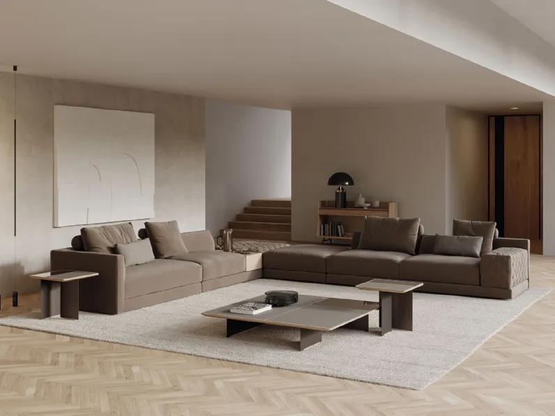 Tavolino Mies in vetro e specchio di Frigerio