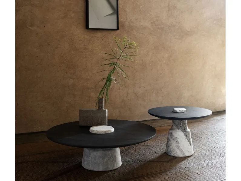 Tavolino in legno con base in marmo Mill di Tacchini