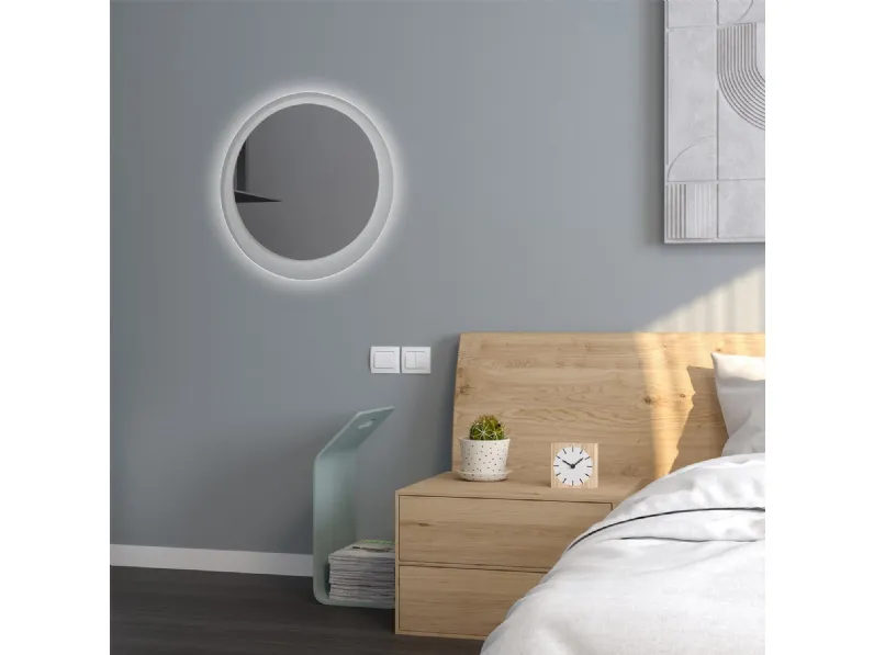 Specchio con cornice in cristallo acrilico illuminata Mirror tondo di Vesta