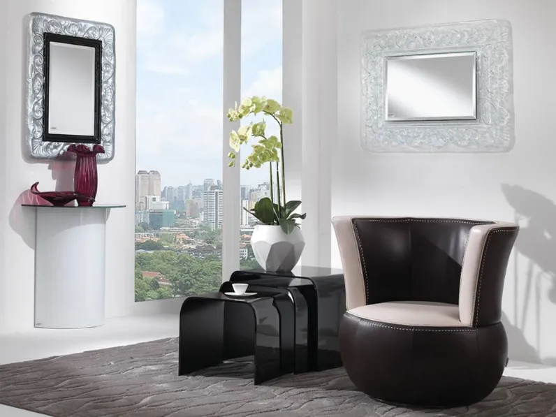 Specchio con cornice in vetro fusione argentata o trasparente Mix de La Vetreria