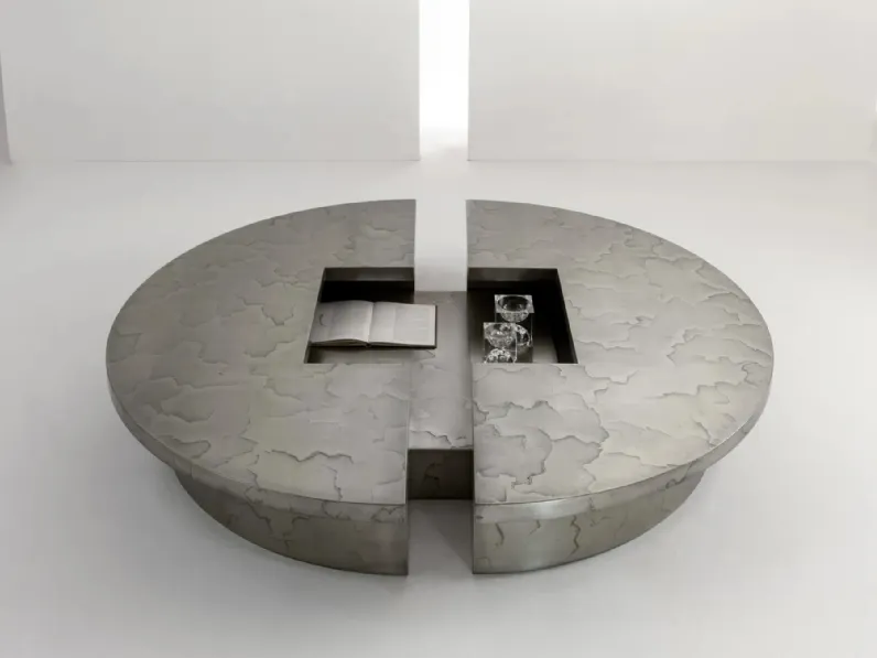 Tavolino di design in legno finitura metallo liquido ML08 di Laura Meroni