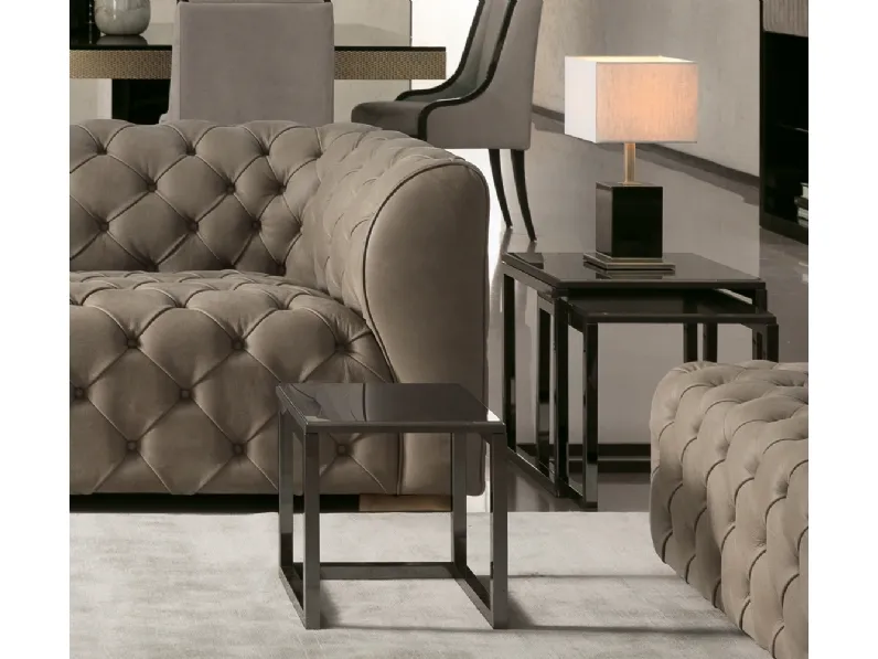 Tavolino in vetro e ottone Mondrian di Daytona Home